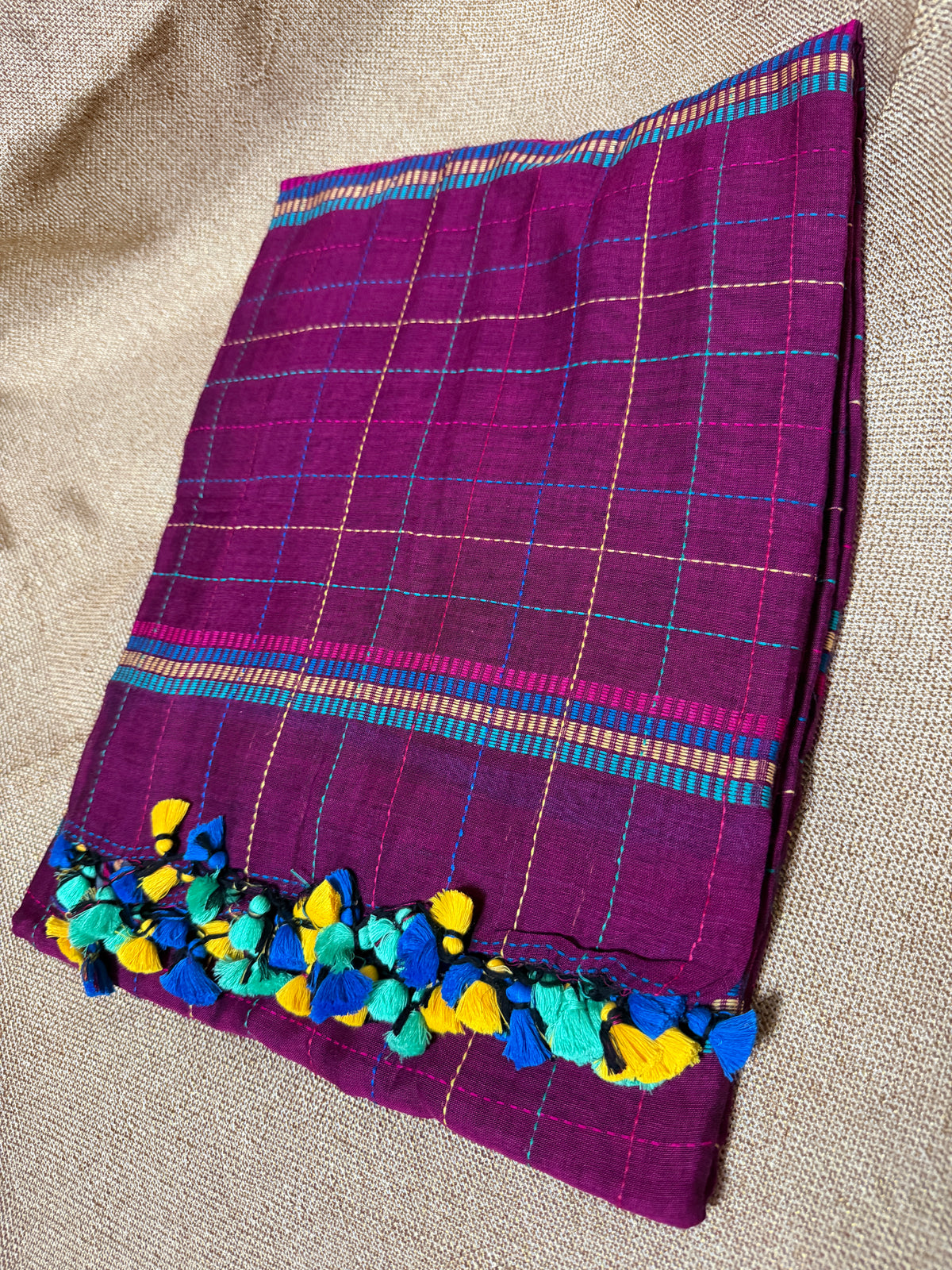 Mul Cotton with Kantha handwork - Purple