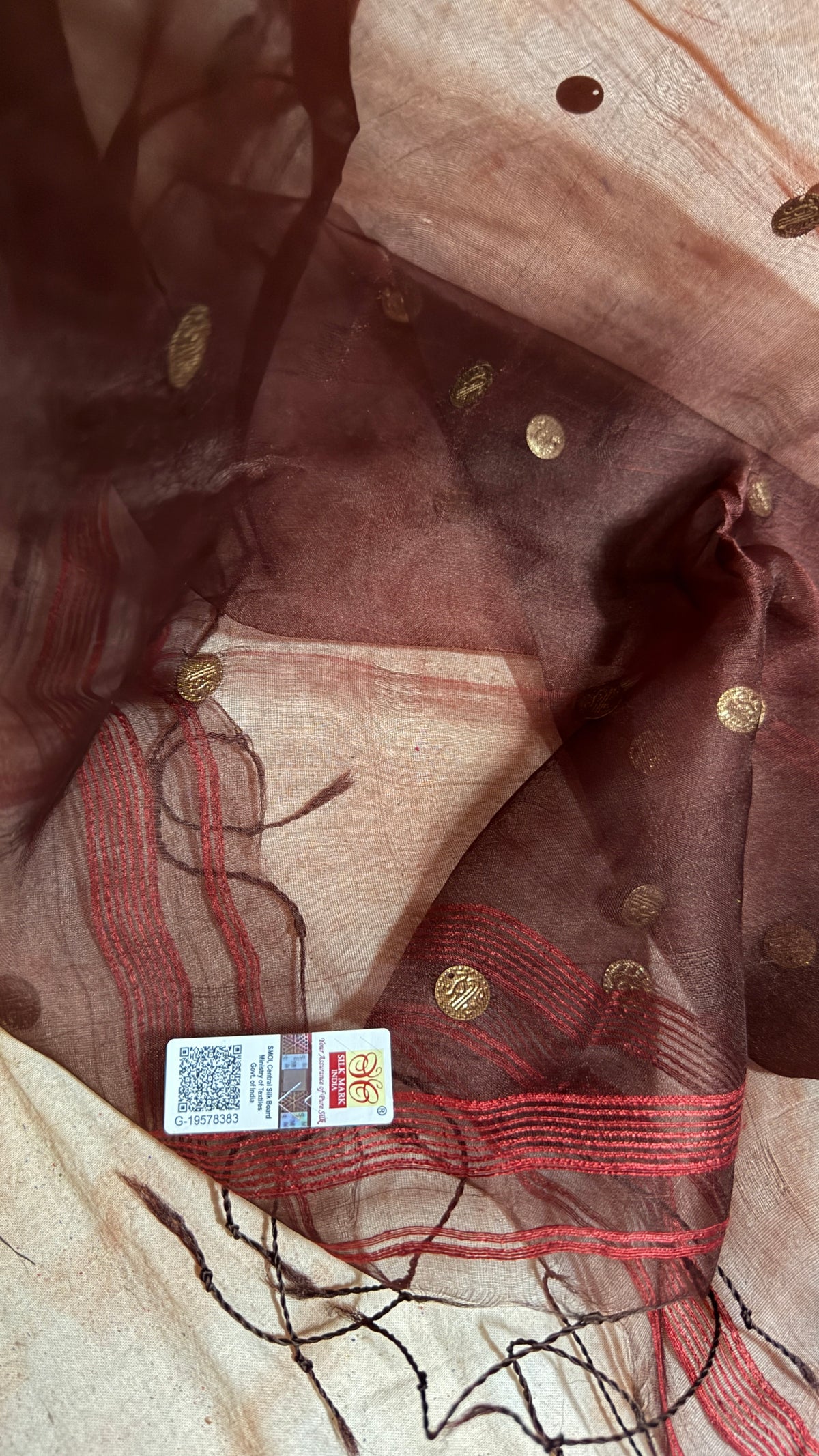 Handloom Ginni Matka Silk Saree with Silk mark - Maroon