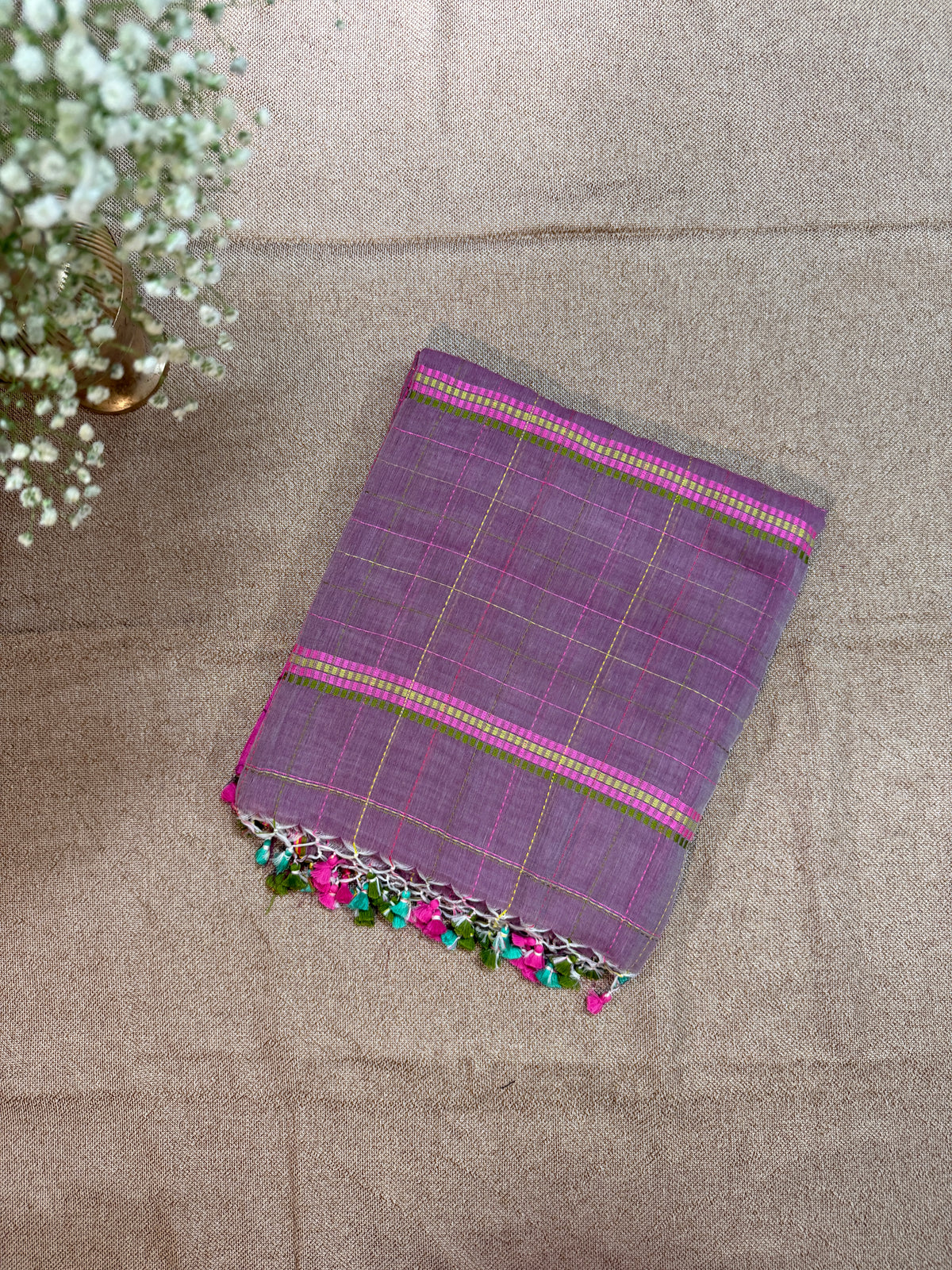Mul Cotton with Kantha handwork - Dusty Pink