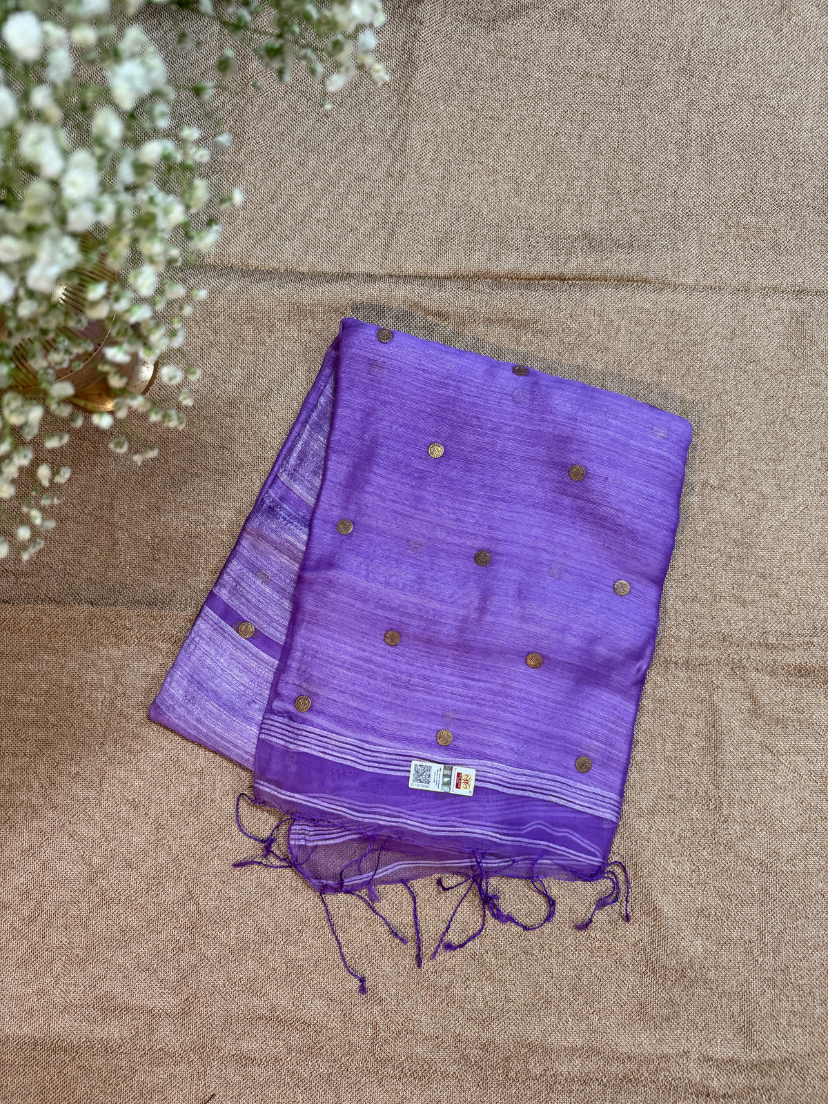 Handloom Ginni Matka Silk Saree with Silk mark - Lavender