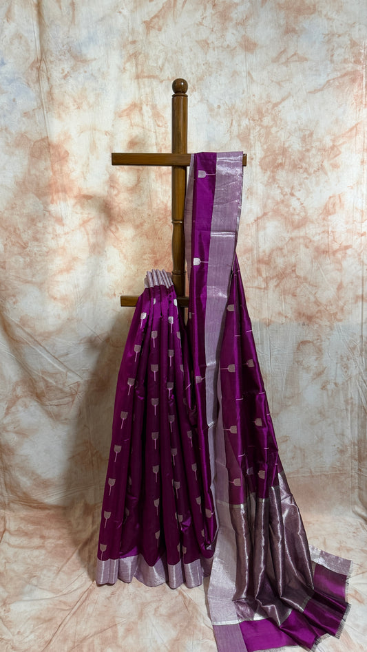 Handloom Chanderi Pure Silk Saree with Meenakari buti