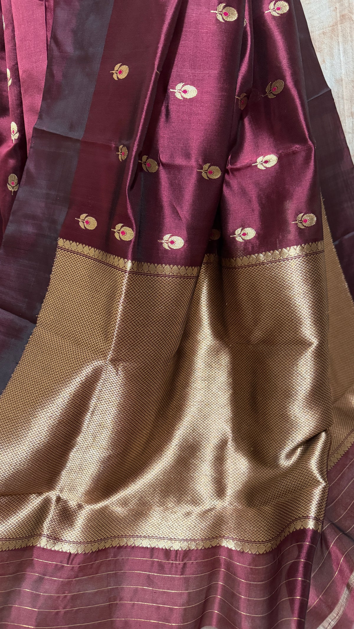 Ek Naliya Meenakari buti with Taraj Pallu Pure Silk Chanderi