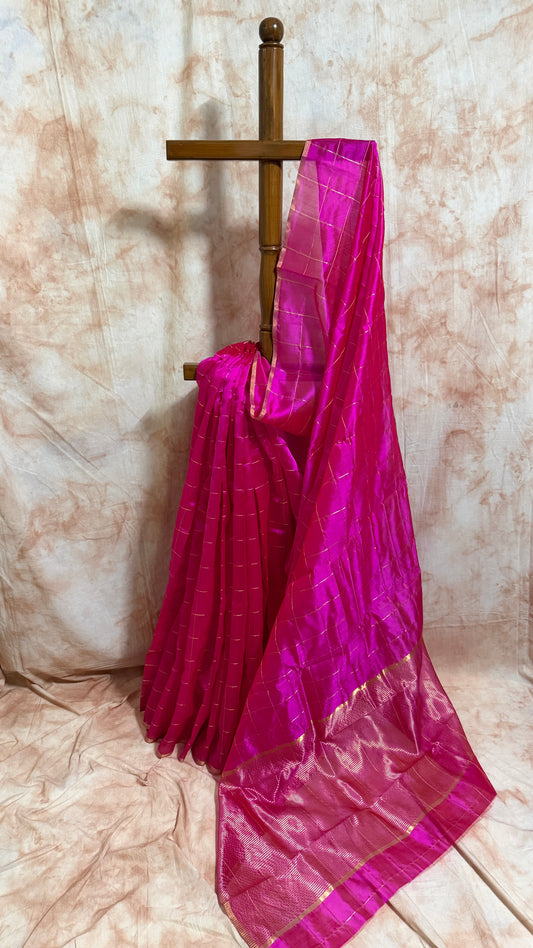 Handloom Pure Pattu Silk Chanderi Saree