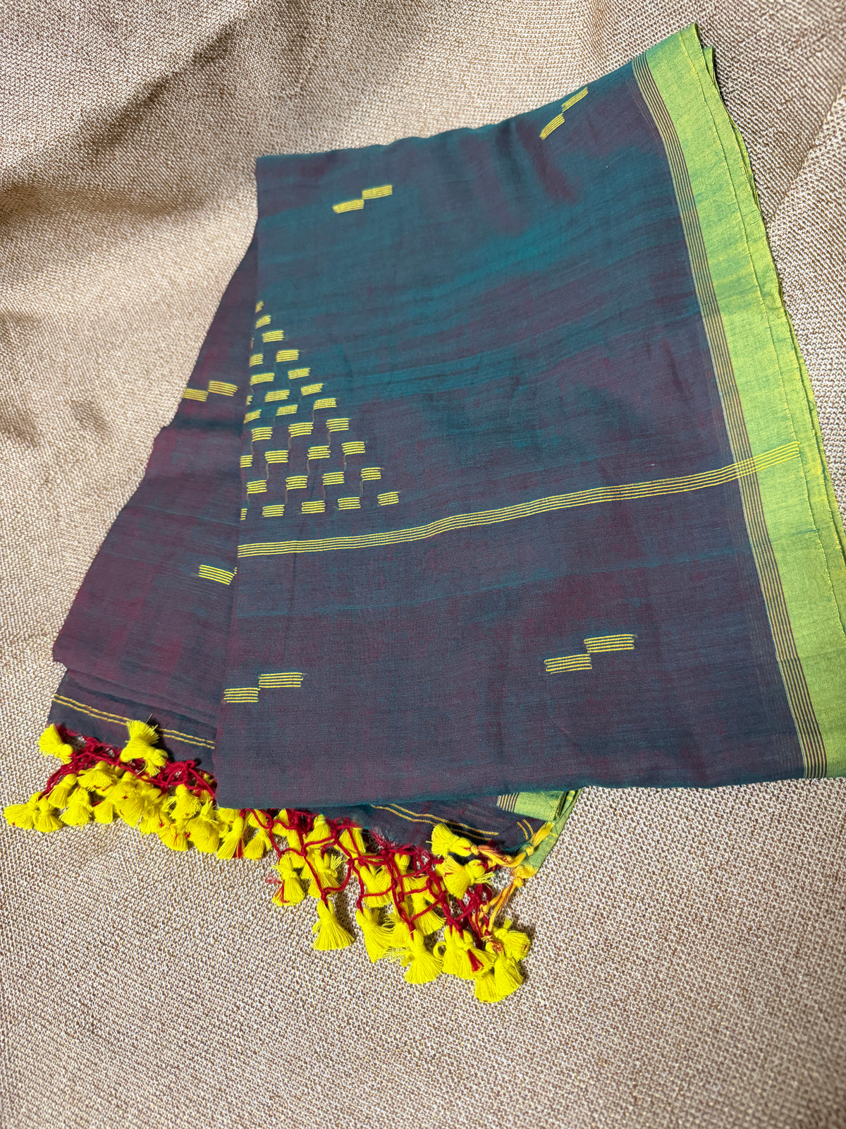 Mul Cotton with Jamdani buti - Purple Green
