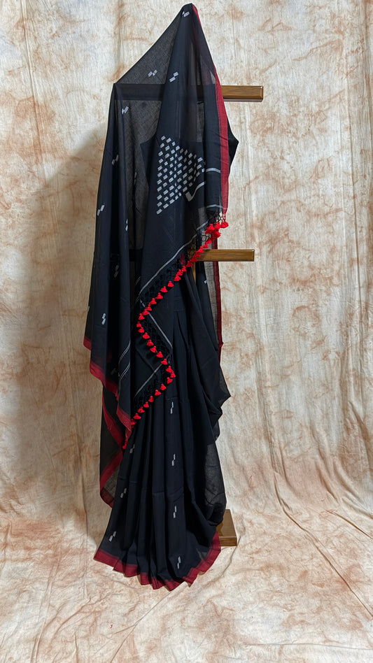 Mul Cotton with Jamdani buti - Black