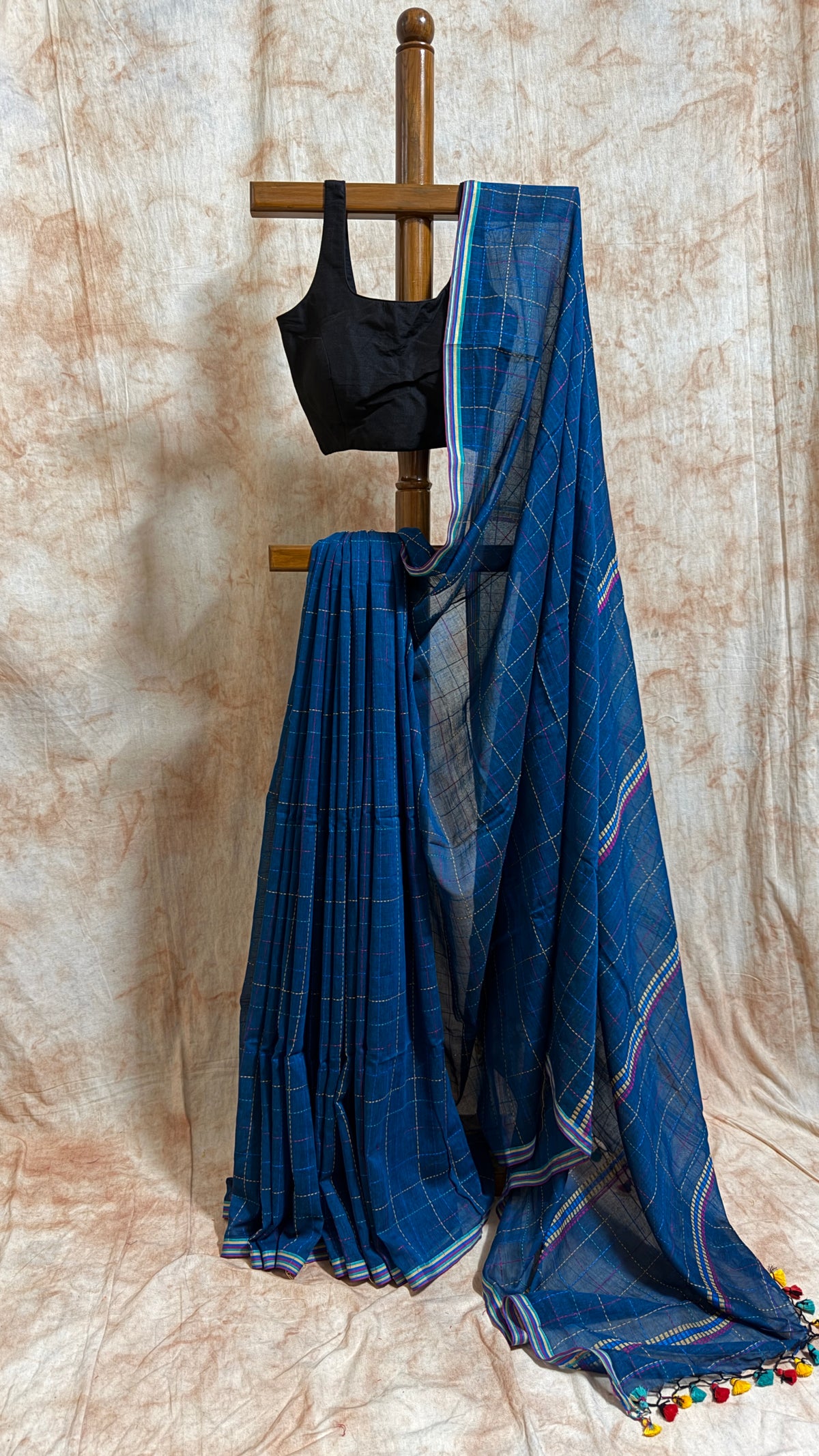 Mul Cotton with Kantha handwork - Blue