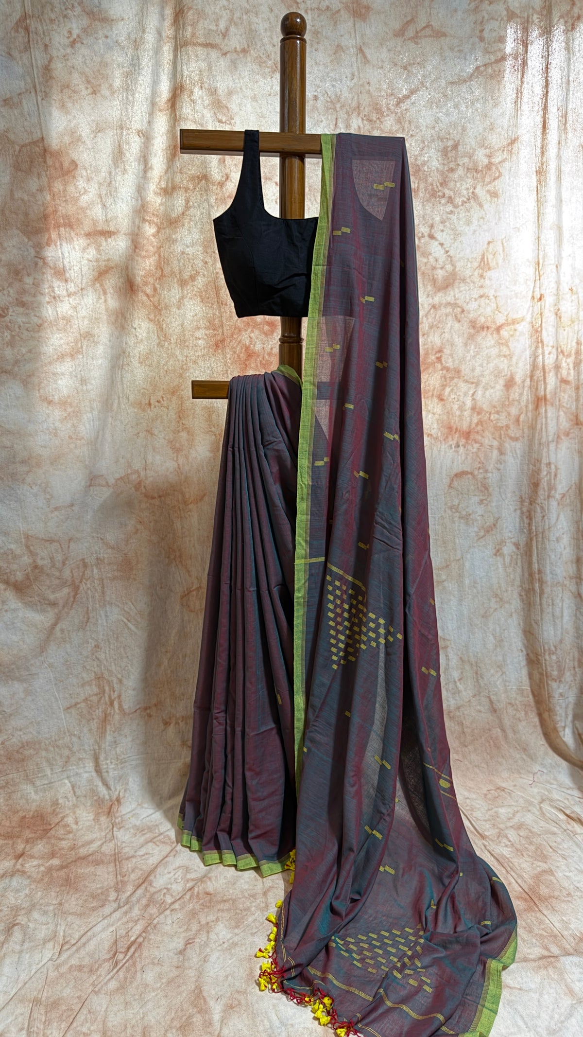 Mul Cotton with Jamdani buti - Purple Green