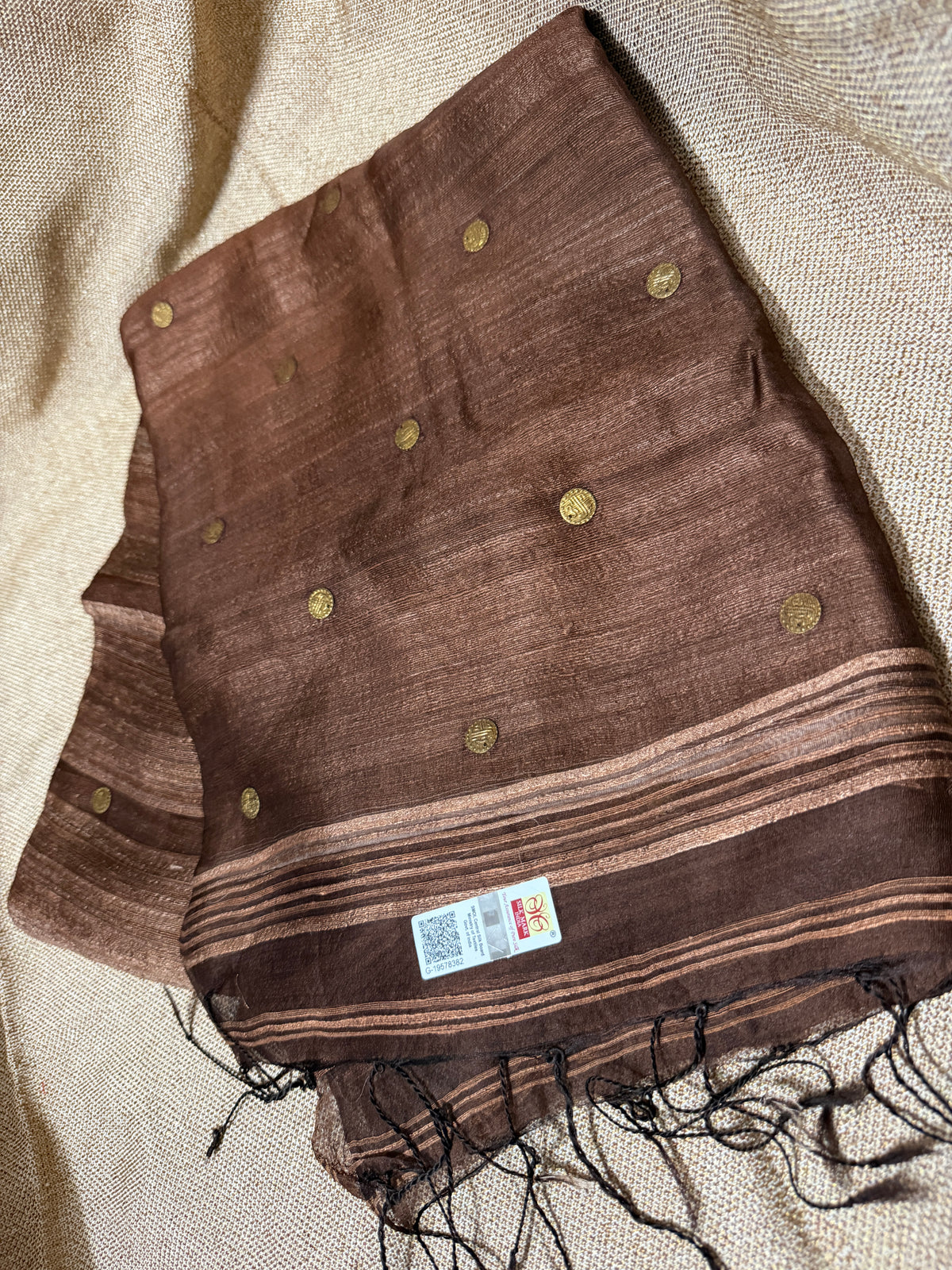 Handloom Ginni Matka Silk Saree with Silk mark - Copper Brown