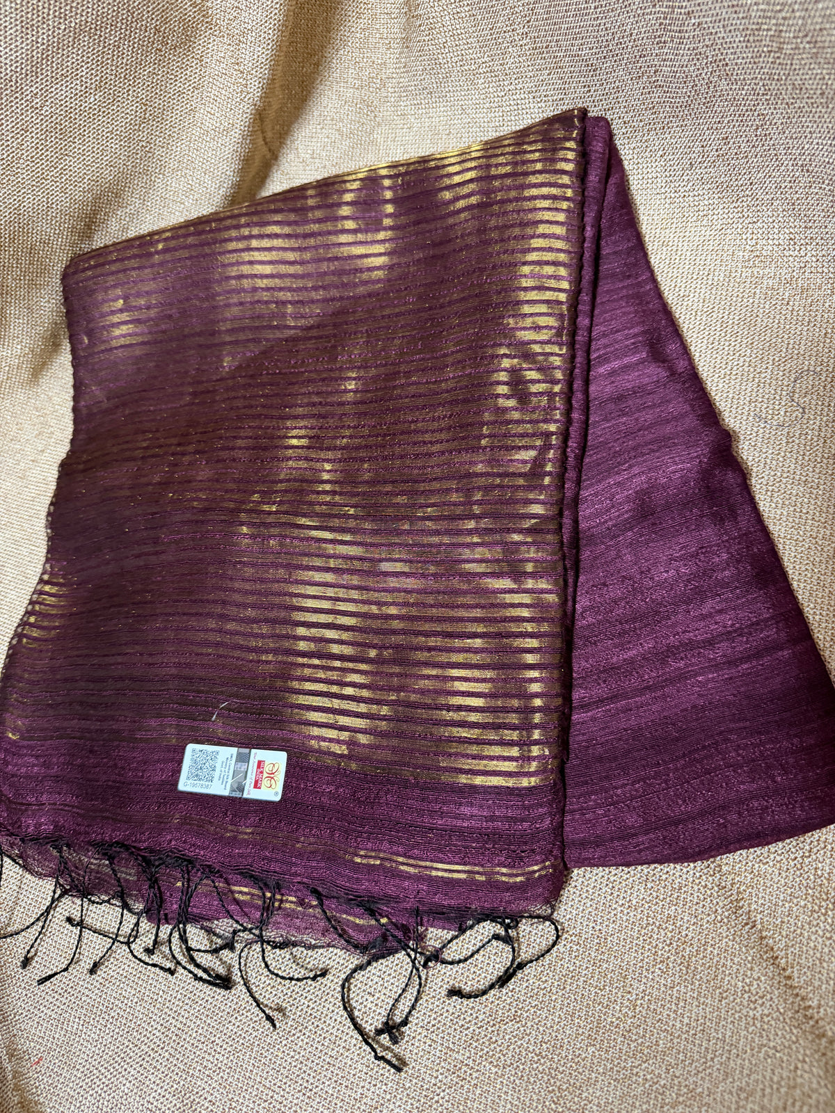 Handloom Plain Matka Silk Saree with Silk mark - Purple Vine