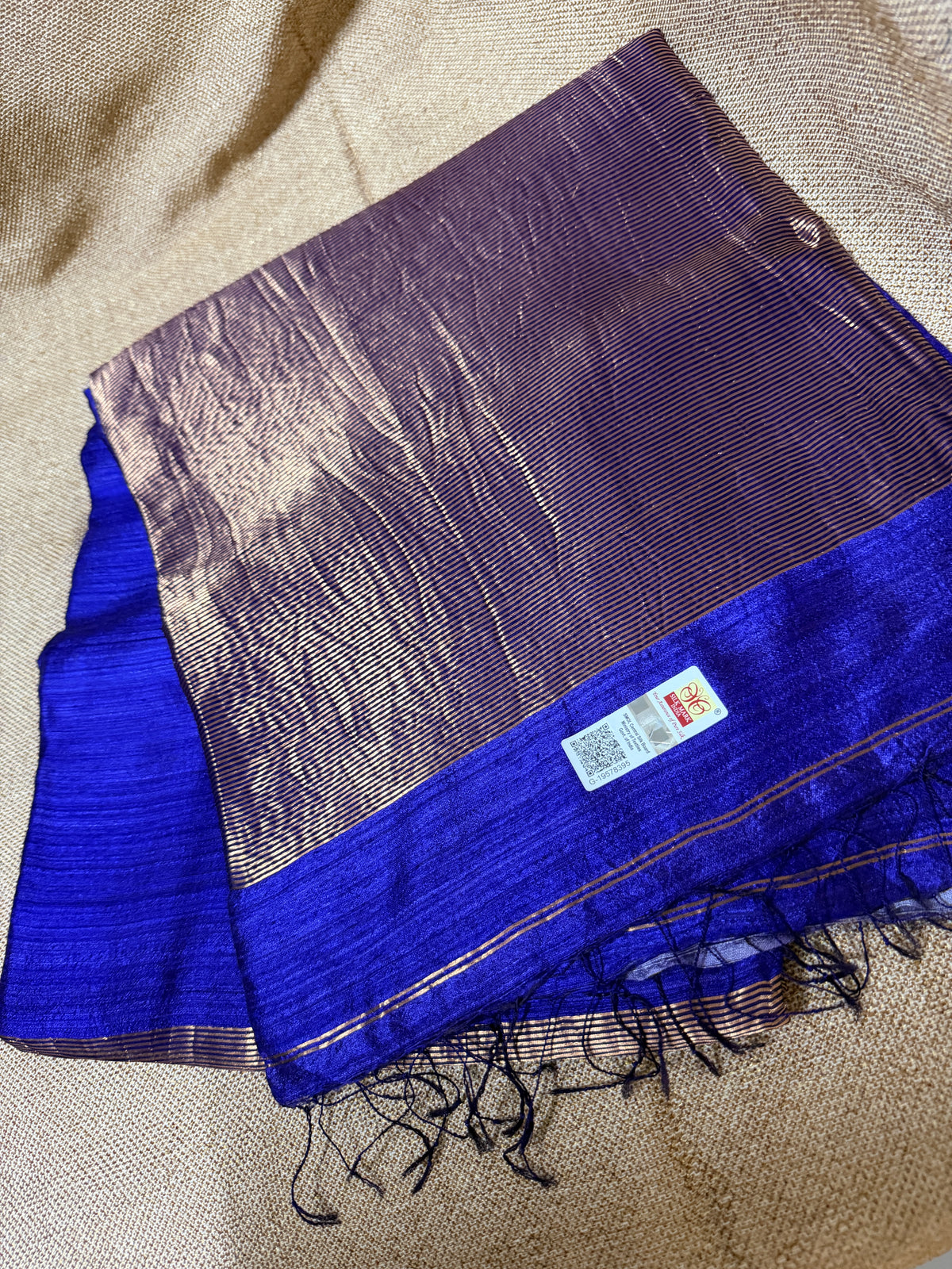 Handloom Plain Matka Silk Saree with Silk mark - Electric Blue