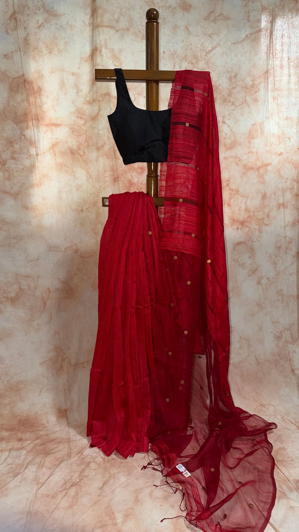 Handloom Ginni Matka Silk Saree with Silk mark - Ruby Red