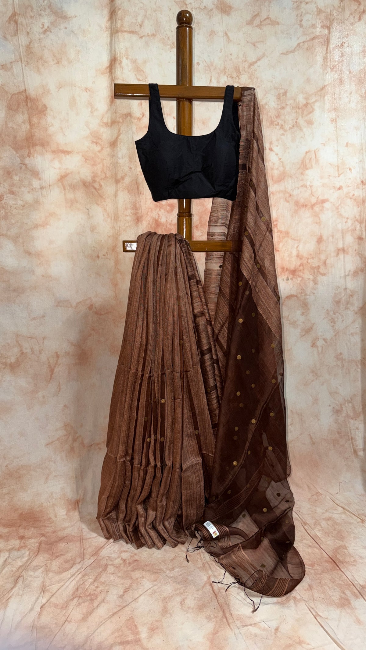 Handloom Ginni Matka Silk Saree with Silk mark - Copper Brown