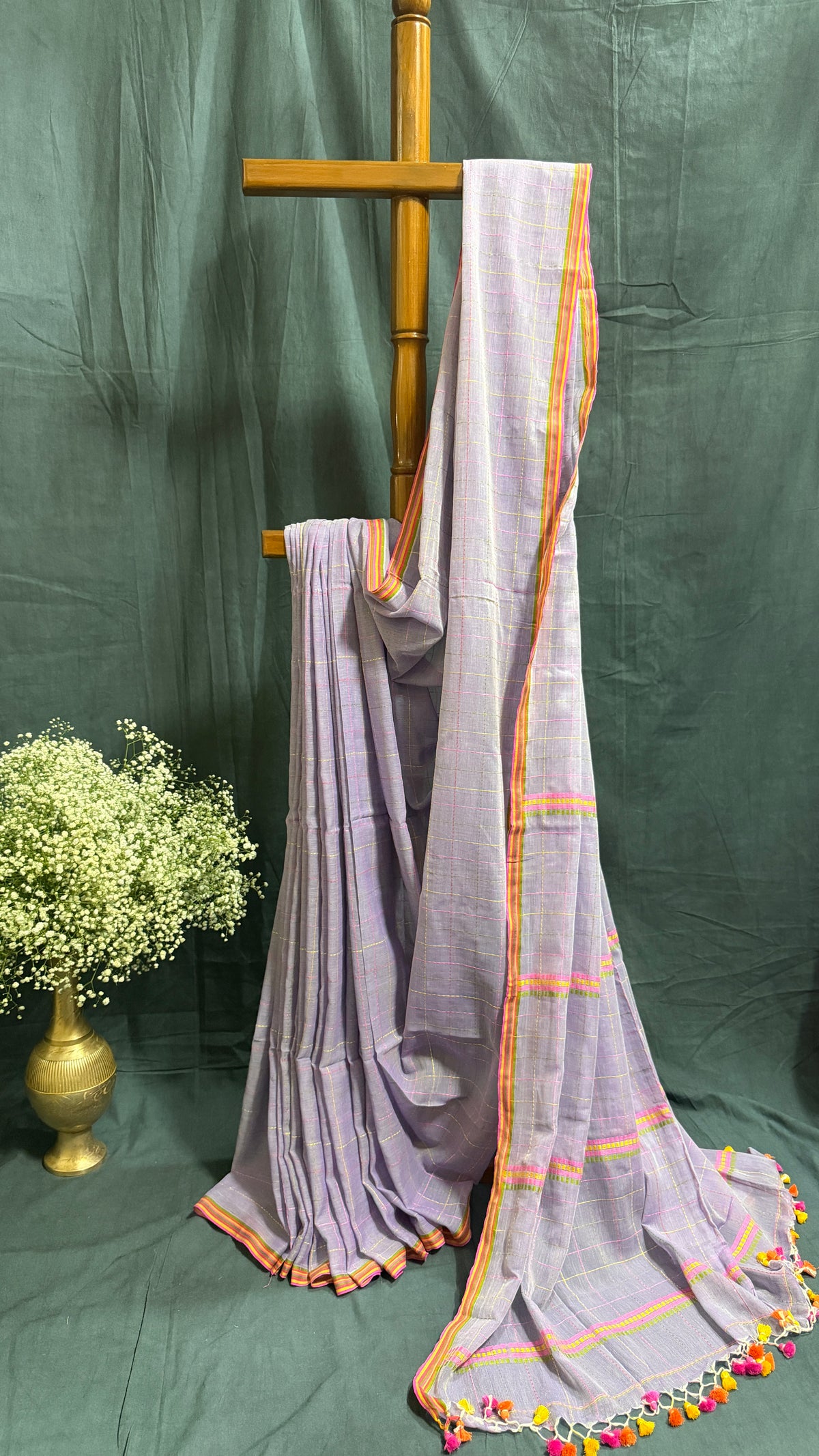 Mul Cotton with Kantha handwork - Lilac