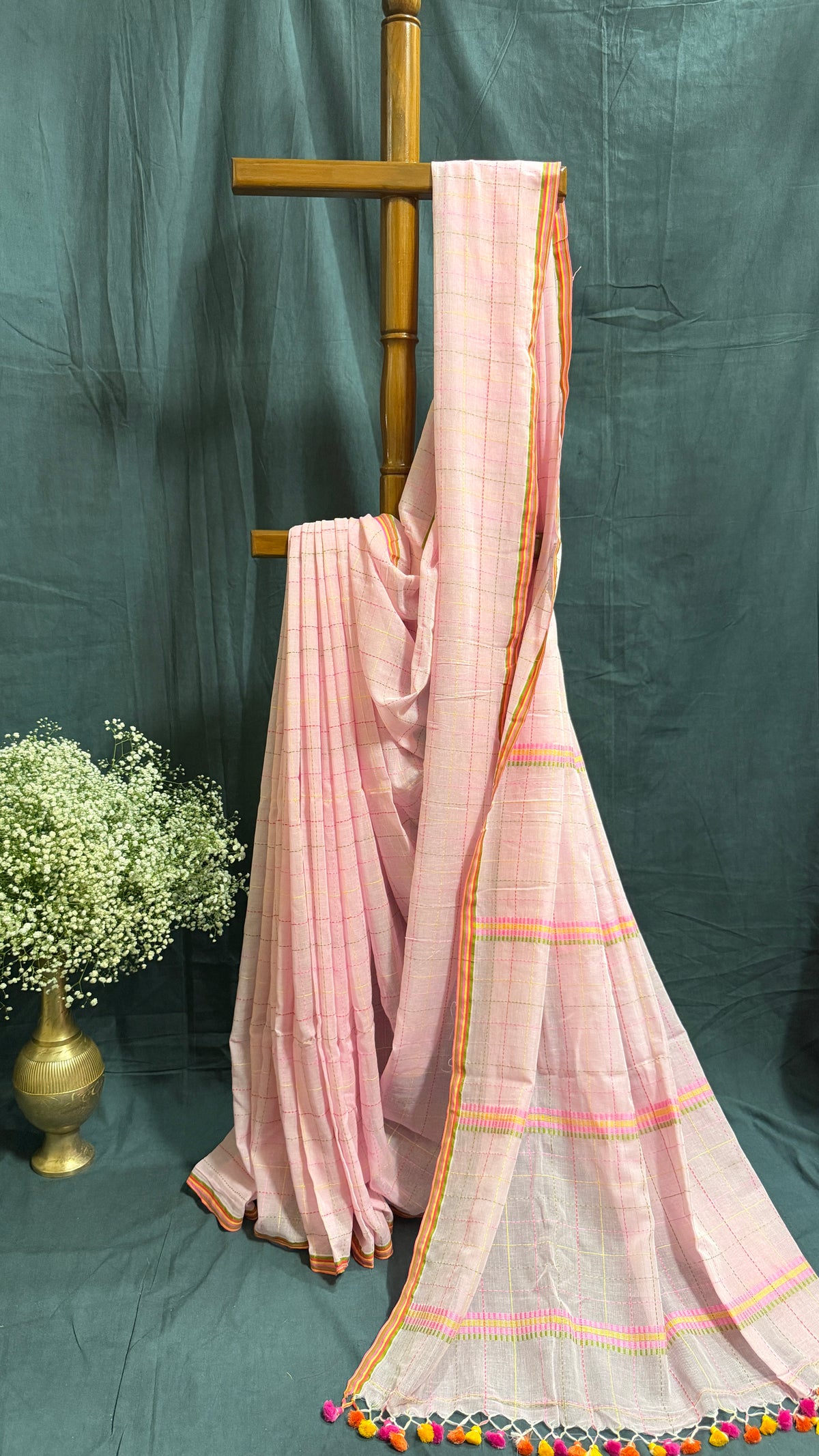Mul Cotton with Kantha handwork - Light Pink