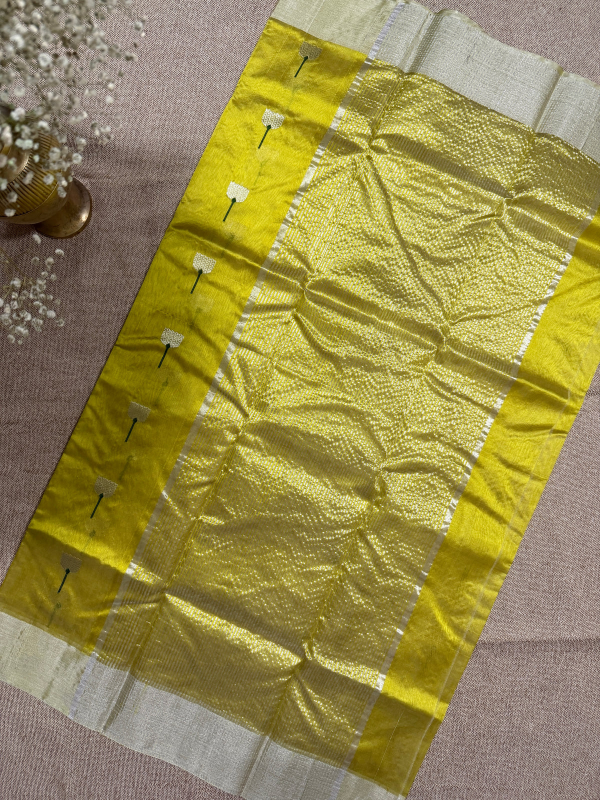Handloom Chanderi Pure Silk Saree with Meenakari buti