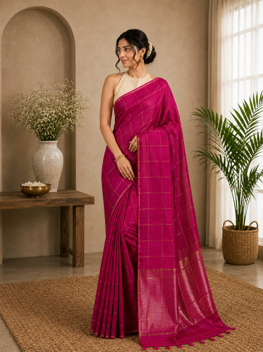 Handloom Pure Pattu Silk Chanderi Saree
