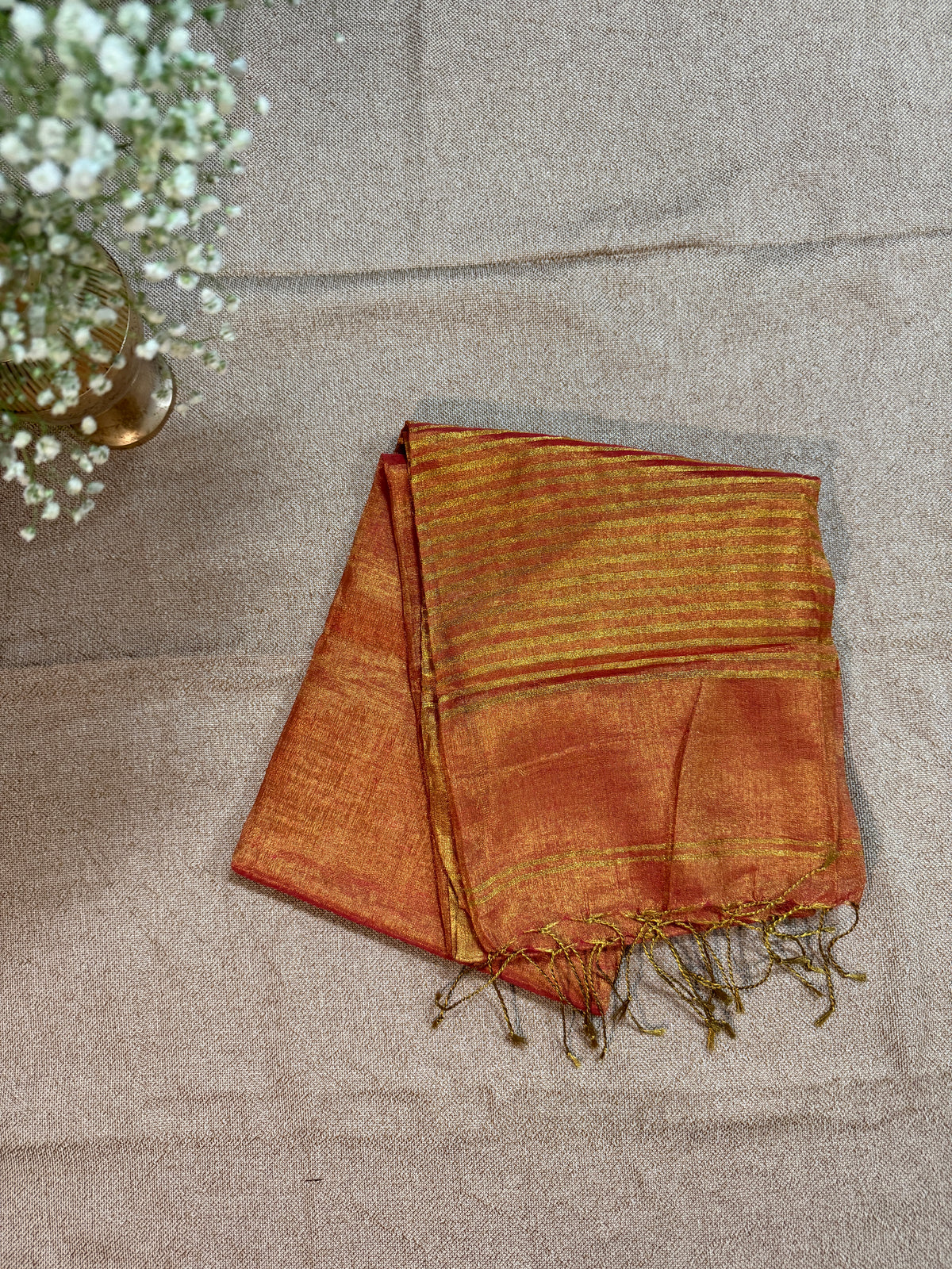 Handloom Linen Tissue - Orange